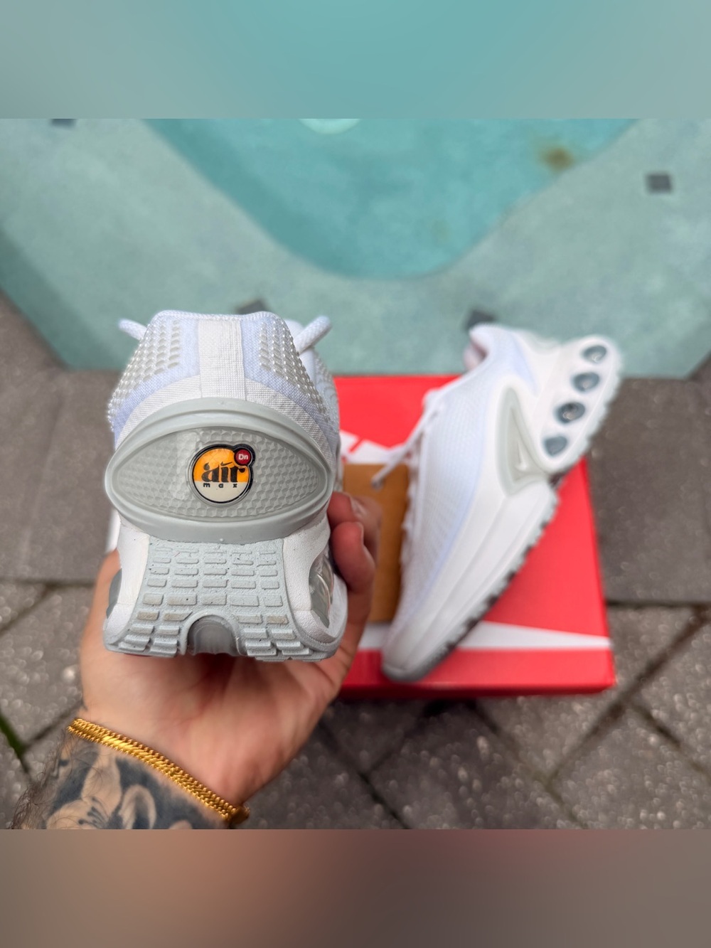 NIKE AIR MAX DN WHITE METALLIC SILVER WOMEN’S - FJ3145-102 SIZE 6.5W - Picture 3 of 5